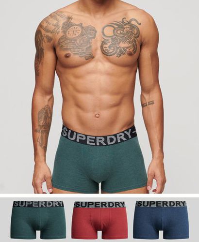 Men's Organic Cotton Trunk Triple Pack Blue / Dark Indigo Blue Marl/Buck Green Marl/Hike Red Mar - Size: Xxl - Superdry - Modalova