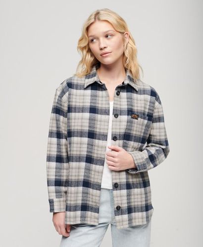 Women's Check Flannel Overshirt Navy/White / Navy/Ivory Check - Size: 8 - Superdry - Modalova