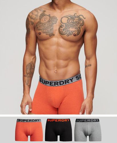 Men's Organic Cotton Boxer Triple Pack Black/orange/grey / Black/Bright Orange Marl/NOOs Grey Marl - Size: Xxl - Superdry - Modalova