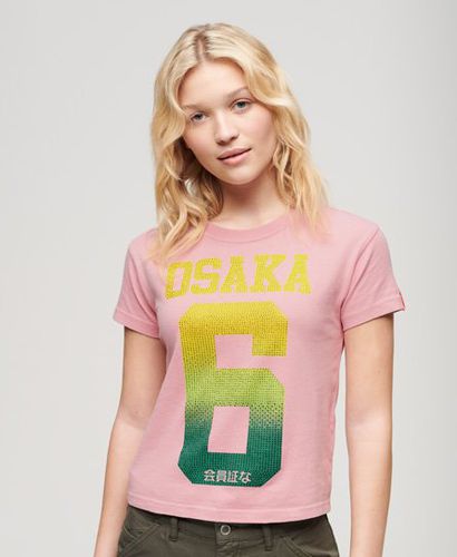 Women's Osaka 6 Cali RS 90s T-Shirt Pink / Soft Pink - Size: 8 - Superdry - Modalova