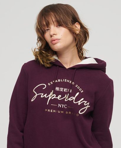 Women's Luxe Metallic Logo Hoodie Purple / Aubergine - Size: 8 - Superdry - Modalova