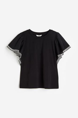 Shirt mit Butterfly-Ärmeln Schwarz, T-Shirt in Größe XS. Farbe: - H&M - Modalova