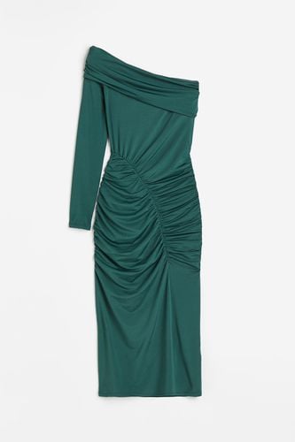 Drapiertes Off-Shoulder-Kleid Dunkles Blaugrün, Party kleider in Größe L. Farbe: - H&M - Modalova