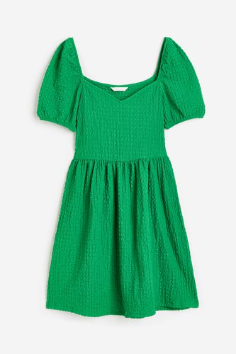 Strukturiertes Jerseykleid mit Puffärmeln Grün, Alltagskleider in Größe S. Farbe: - H&M - Modalova