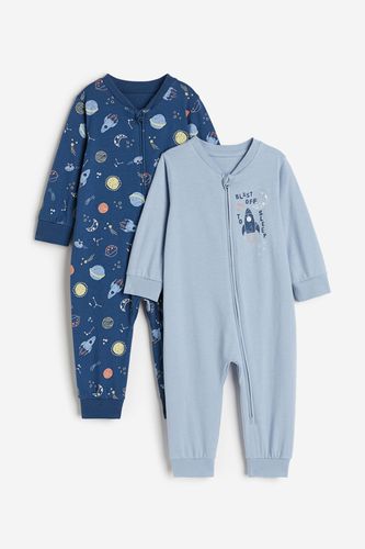 Er-Pack Baumwollschlafanzüge mit Print Blau/Weltraum, Pyjamas in Größe 50. Farbe: - H&M - Modalova