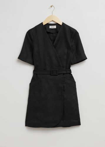 Elegantes Minikleid aus Leinen mit Gürtel Schwarz, Alltagskleider in Größe 36. Farbe: - & Other Stories - Modalova