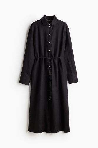 Blusenkleid aus Leinen Schwarz, Alltagskleider in Größe XS. Farbe: - H&M - Modalova