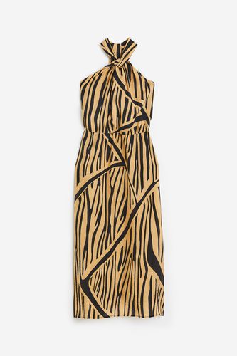 Drapiertes Neckholderkleid Braun/Tigerstreifen, Alltagskleider in Größe XXL. Farbe: - H&M - Modalova