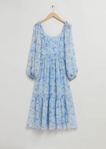 Midikleid aus Chiffon mit tiefem Ausschnitt Blau/Blumendruck, Alltagskleider in Größe 34. Farbe: - & Other Stories - Modalova