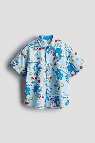 Gemustertes Baumwollhemd Türkis/Sonic the Hedgehog, T-Shirts & Tops in Größe 104. Farbe: Turquoise/sonic hedgehog - H&M - Modalova