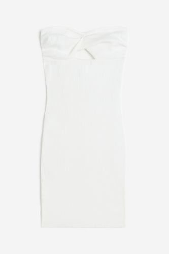 Bandeau-Kleid aus Rippstrick mit Twistdetail Weiß, Alltagskleider in Größe S. Farbe: - H&M - Modalova
