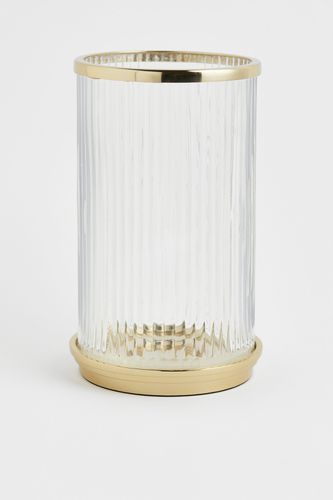 Großes Windlicht aus geriffeltem Klarglas Goldfarben, Kerzenständer & Kerzenhalter in Größe Onesize. Farbe: - H&m Home - Modalova