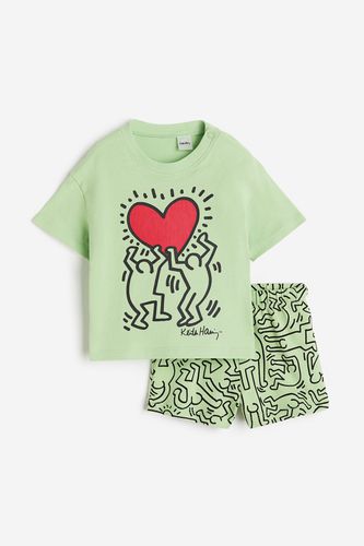 Teiliges Set aus bedruckter Baumwolle Hellgrün/Keith Haring, T-Shirts & Tops in Größe 74. Farbe: - H&M - Modalova