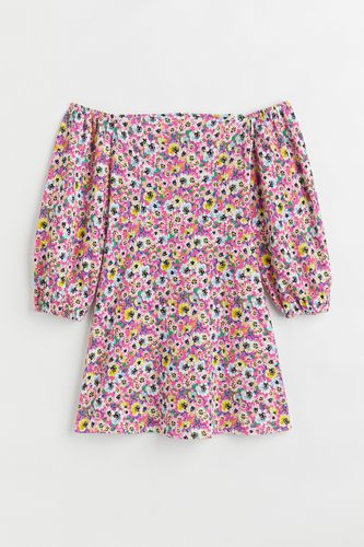 Gecrinkeltes Off-Shoulder-Kleid Rosa/Geblümt, Alltagskleider in Größe XS. Farbe: - H&M - Modalova