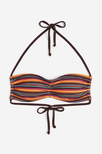 Wattiertes Bandeau-Bikinitop Braun/Gestreift, Bikini-Oberteil in Größe 32. Farbe: - H&M - Modalova
