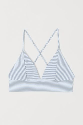 Wattiertes Bikinitop Hellblau/Weiß gestreift, Bikini-Oberteil in Größe 36. Farbe: - H&M - Modalova