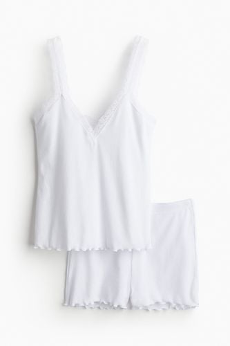 Schlaftop und Shorts Weiß, Pyjama-Sets in Größe XL. Farbe: - H&M - Modalova