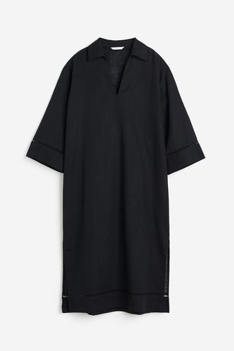 Kaftankleid aus Leinenmix Schwarz, Alltagskleider in Größe XS. Farbe: - H&M - Modalova