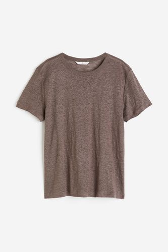 Leinenshirt Taupe, T-Shirt in Größe XS. Farbe: - H&M - Modalova