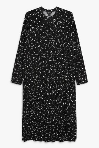 Schwarzes Langarmkleid aus Jersey Gekritzelte Blumen, Alltagskleider in Größe S. Farbe: - Monki - Modalova