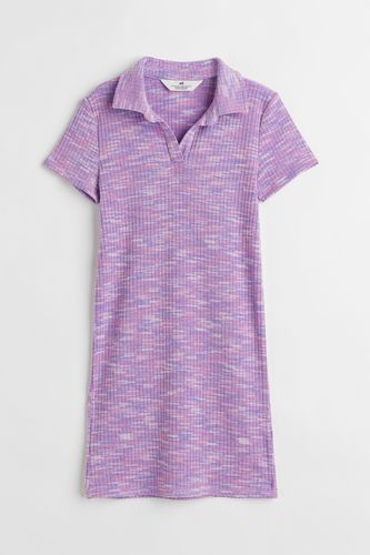 Geripptes Jerseykleid mit Kragen Lilameliert, Kleider in Größe 170. Farbe: - H&M - Modalova