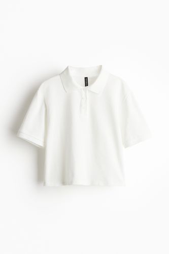 Kurzes Poloshirt aus Pikee Cremefarben, T-Shirt in Größe S. Farbe: - H&M - Modalova