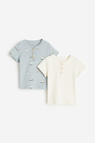 Er-Pack Baumwoll-T-Shirts Mattblau/Schiffe, T-Shirts & Tops in Größe 50. Farbe: - H&M - Modalova