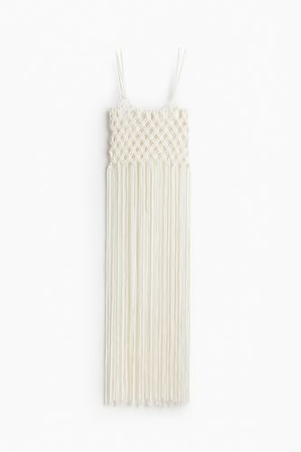 Fishnet-Kleid mit langen Fransen Cremefarben, Alltagskleider in Größe XS. Farbe: - H&M - Modalova