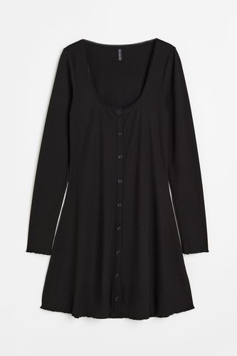 Geripptes Kleid mit Spitzenborten Schwarz, Alltagskleider in Größe XXS. Farbe: - H&M - Modalova