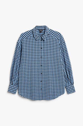 Hemd aus Seersucker Schwarz-blaues Gingham-Muster, Freizeithemden in Größe S. Farbe: - Monki - Modalova