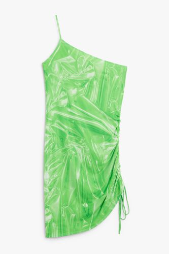 One-Shoulder-Slipdress in Minilänge Grünes Zellophan-Trompe-l'œil, Alltagskleider Größe S. Farbe: - Monki - Modalova