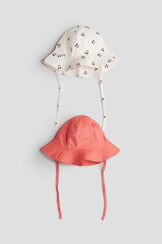 Er-Pack Sonnenhüte aus Baumwolle Weiß/Kirschen, Hut in Größe 50/56. Farbe: - H&M - Modalova