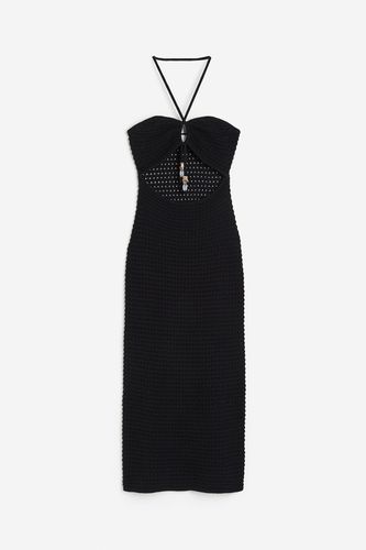 Neckholder-Kleid im Häkellook Schwarz, Alltagskleider in Größe 4XL. Farbe: - H&M - Modalova