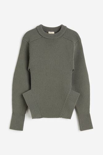 Rippstrick-Pullover mit Seitenschlitzen Dunkles Khakigrün in Größe M. Farbe: - H&M - Modalova