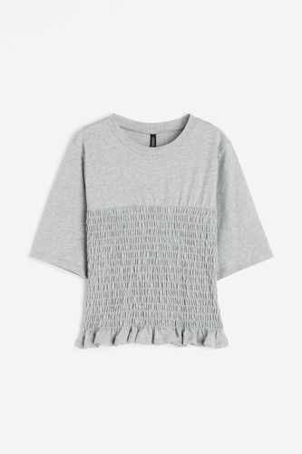 Gesmoktes Shirt Hellgraumeliert, T-Shirt in Größe S. Farbe: - H&M - Modalova
