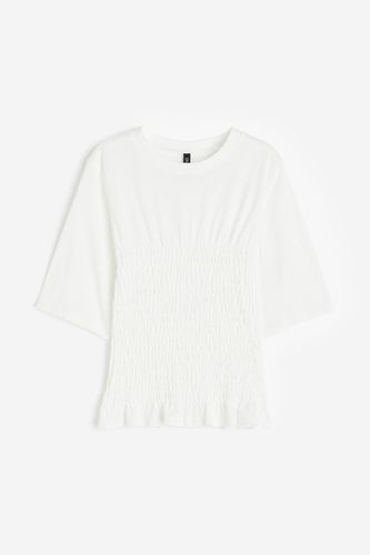 Gesmoktes Shirt Cremefarben, T-Shirt in Größe L. Farbe: - H&M - Modalova