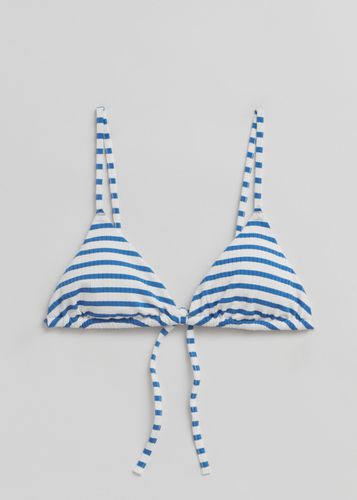 Triangel-Bikinitop zum Binden Blau/Weißgelb, Bikini-Oberteil in Größe 40. Farbe: - & Other Stories - Modalova