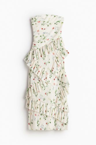 Bandeau-Kleid mit Volants Weiß/Geblümt, Alltagskleider in Größe L. Farbe: - H&M - Modalova
