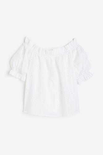 Off-Shoulder-Bluse mit Broderie Anglaise Weiß, Blusen in Größe XXL. Farbe: - H&M - Modalova