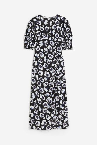 Crêpe-Kleid mit Puffärmeln Schwarz/Geblümt, Alltagskleider in Größe M. Farbe: - H&M - Modalova