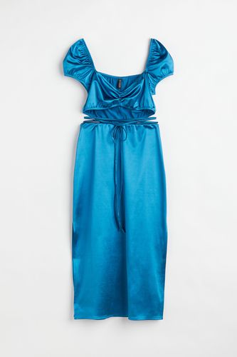 Glänzendes Kleid mit Cut-out Blau, Alltagskleider in Größe XS. Farbe: - H&M - Modalova