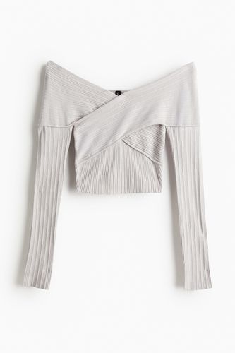 Schulterfreies Shirt in Rippstrick Hellgrau, Tops Größe L. Farbe: - H&M - Modalova