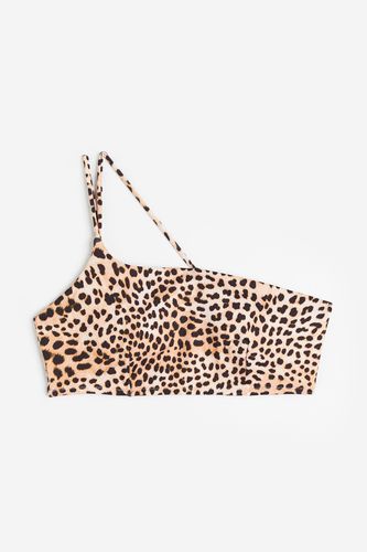 Wattiertes One-Shoulder-Bikinitop Beige/Leopardenprint, Bikini-Oberteil in Größe 32. Farbe: - H&M - Modalova