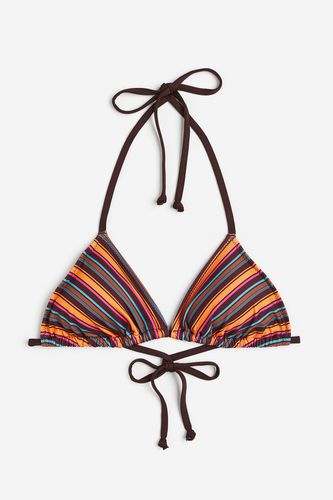 Wattiertes Triangel-Bikinitop Braun/Gestreift, Bikini-Oberteil in Größe 44. Farbe: - H&M - Modalova