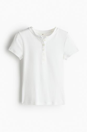 Geripptes Henleyshirt Weiß, T-Shirt in Größe XL. Farbe: - H&M - Modalova