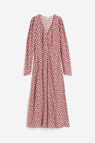 Kleid mit Puffärmeln Rot/Gemustert, Alltagskleider in Größe XS. Farbe: - H&M - Modalova