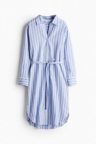 Blusenkleid aus Leinenmix Blau/Gestreift, Alltagskleider in Größe M. Farbe: - H&M - Modalova