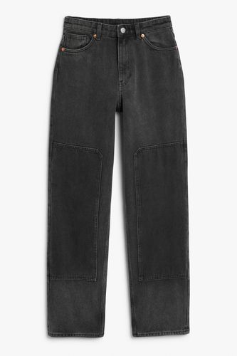 Highwaist-Jeans in verwaschenem Schwarz Verwaschenes, Straight Größe W 25. Farbe: - Monki - Modalova