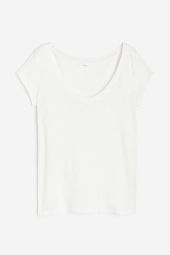 T-Shirt aus Leinenmix Weiß in Größe M. Farbe: - H&M - Modalova