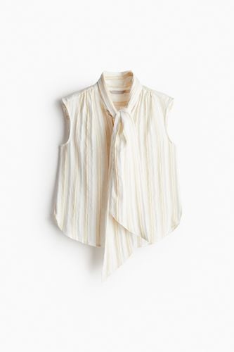 Bluse mit Bindebändern Weiß/ Hellbeige gestreift, Blusen in Größe XL. Farbe: - H&M - Modalova